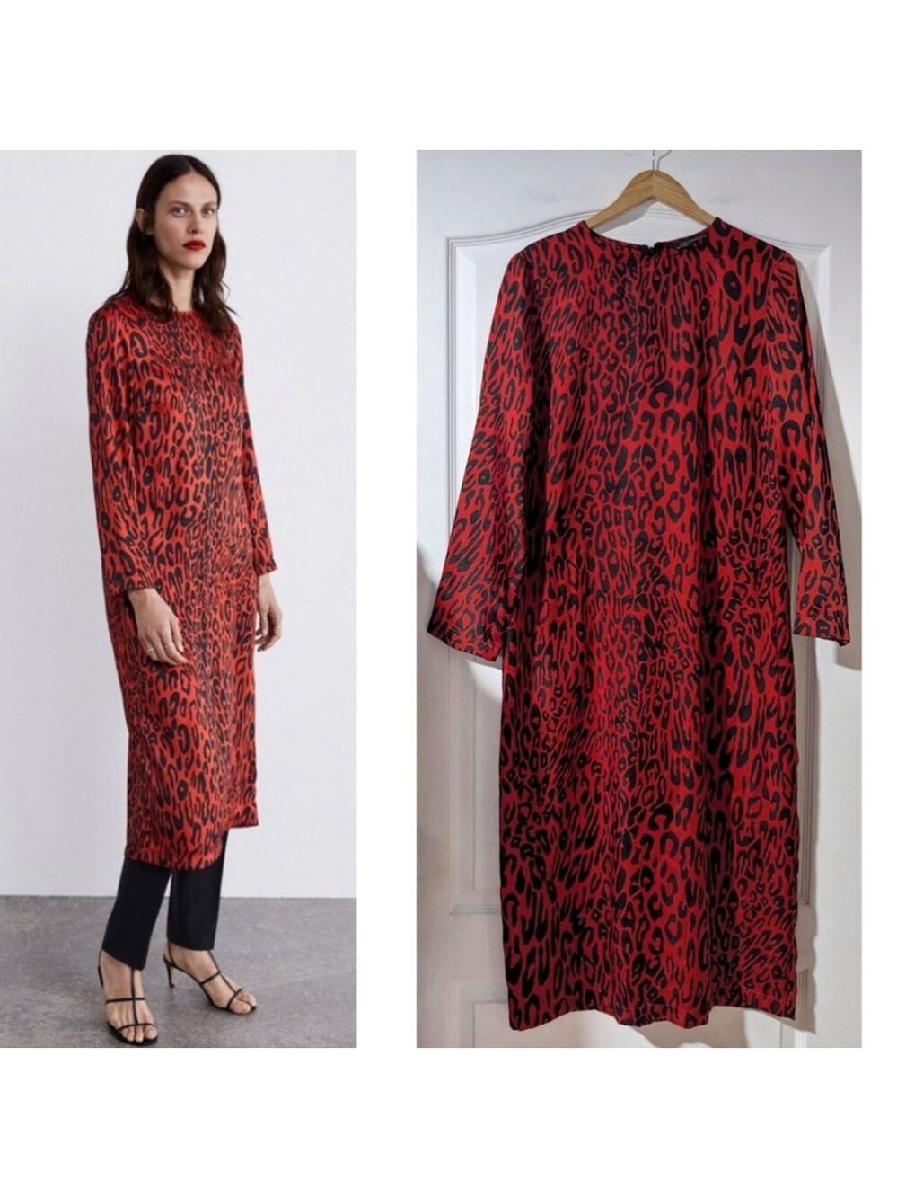Zara | Red leopard midi dress